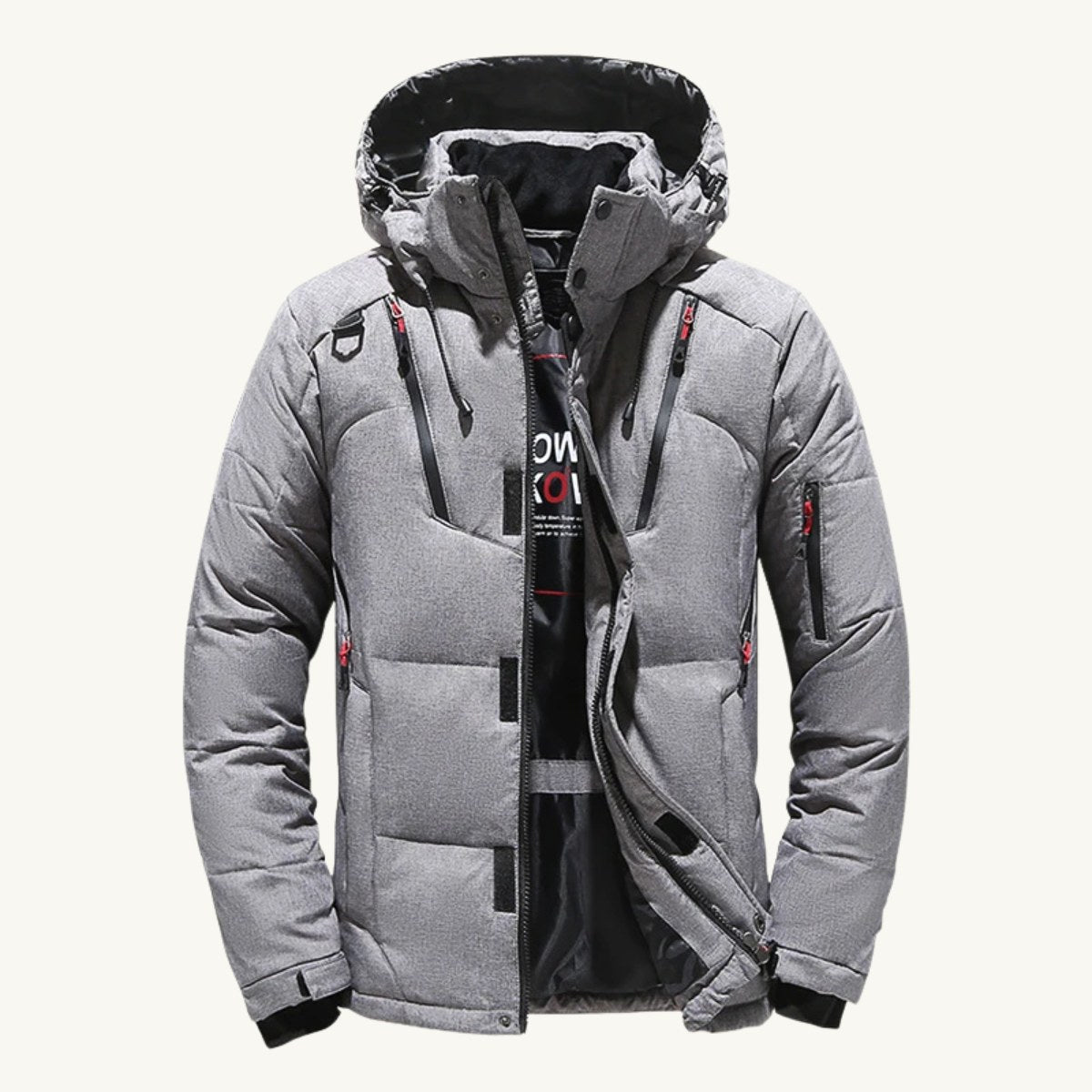 Garrett | Men's Insulated Winter Parka Jacket, Hooded Windproof Coat | Bella Blue | Orange