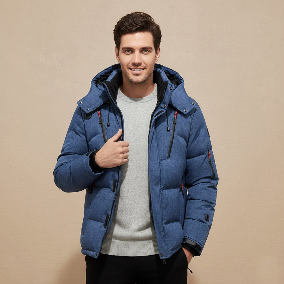 Garrett | Men's Insulated Winter Parka Jacket, Hooded Windproof Coat | Bella Blue