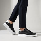 Garrett | Men's Perforated Leather Trainers, Breathable Smart Casual Shoes | Bella Blue