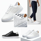 Garrett | Men's Perforated Leather Trainers, Breathable Smart Casual Shoes | Bella Blue