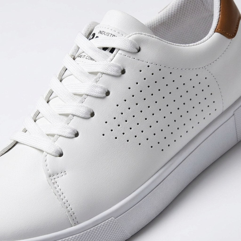 Garrett | Men's Perforated Leather Trainers, Breathable Smart Casual Shoes | Bella Blue