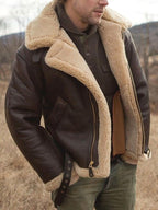 Garrett | Men's Shearling-Lined Leather Jacket, Warm Flight-Style Coat | Bella Blue