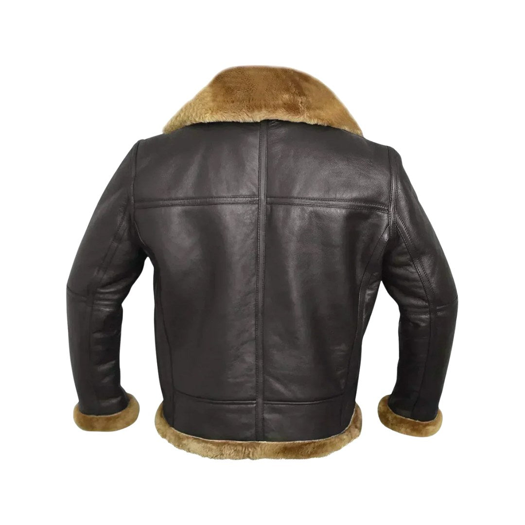 Garrett | Men's Shearling-Lined Leather Jacket, Warm Flight-Style Coat | Bella Blue