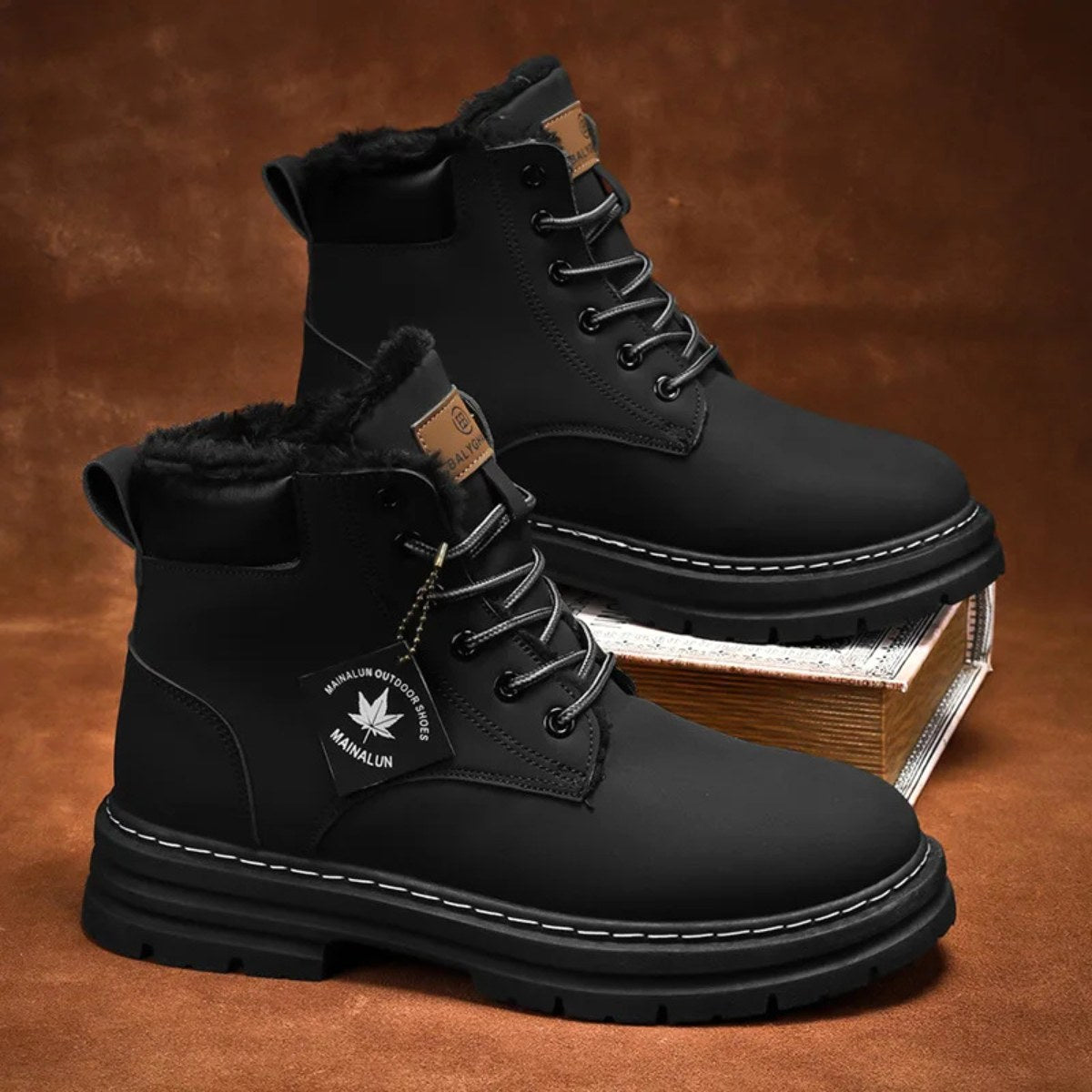 Gavin | Men's Fur-Lined Insulated Snow Boots, Winter Boots | Bella Blue