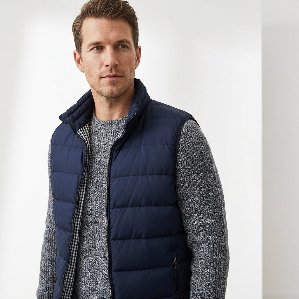 Gavin | Men's Quilted Gilet with Synthetic Fill, Lightweight Autumn Gilet | Bella Blue