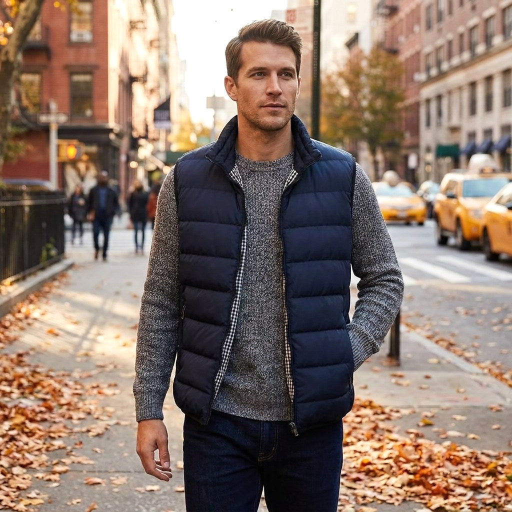Gavin | Men's Quilted Gilet with Synthetic Fill, Lightweight Autumn Gilet | Bella Blue