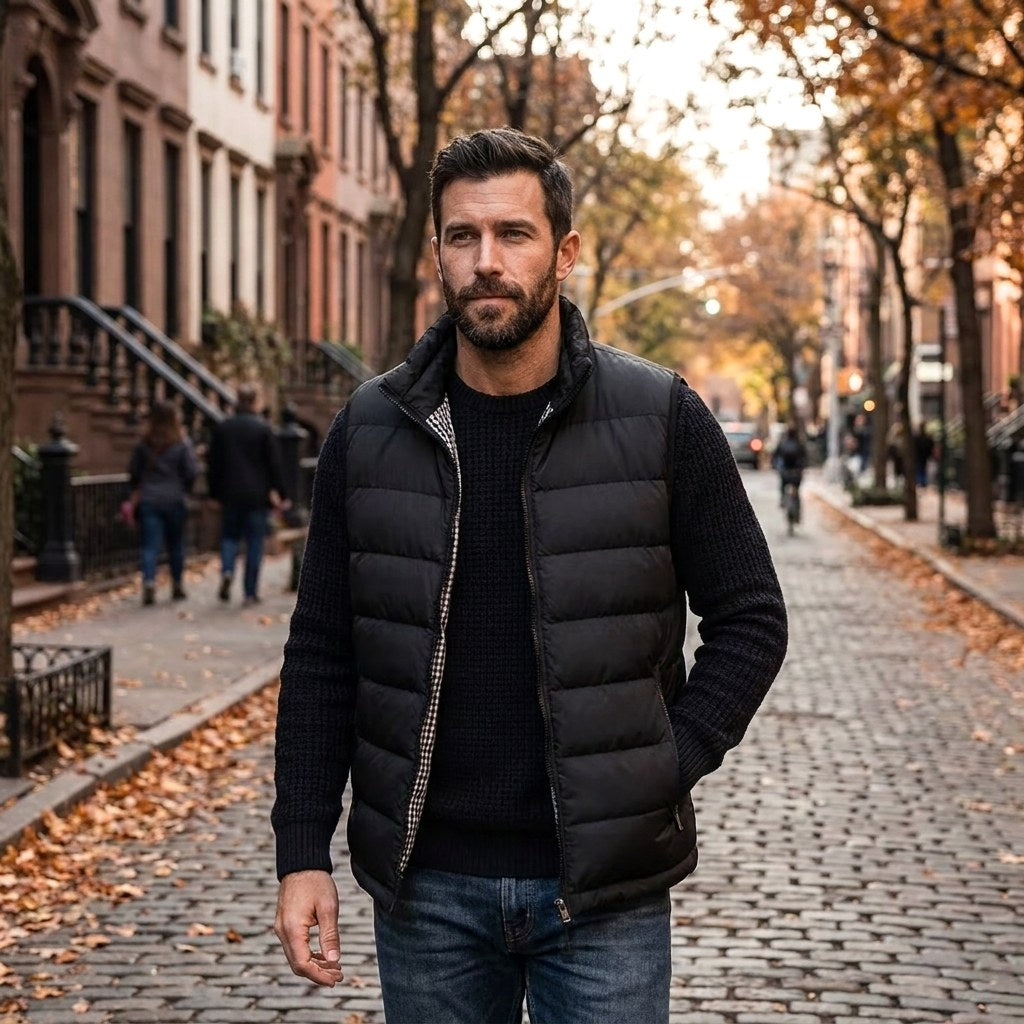 Gavin | Men's Quilted Gilet with Synthetic Fill, Lightweight Autumn Gilet | Bella Blue