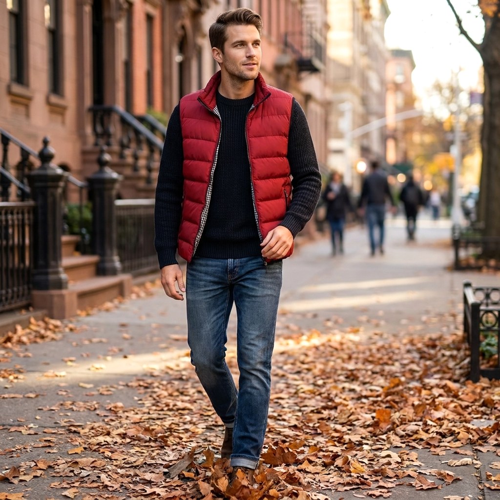 Gavin | Men's Quilted Gilet with Synthetic Fill, Lightweight Autumn Gilet | Bella Blue