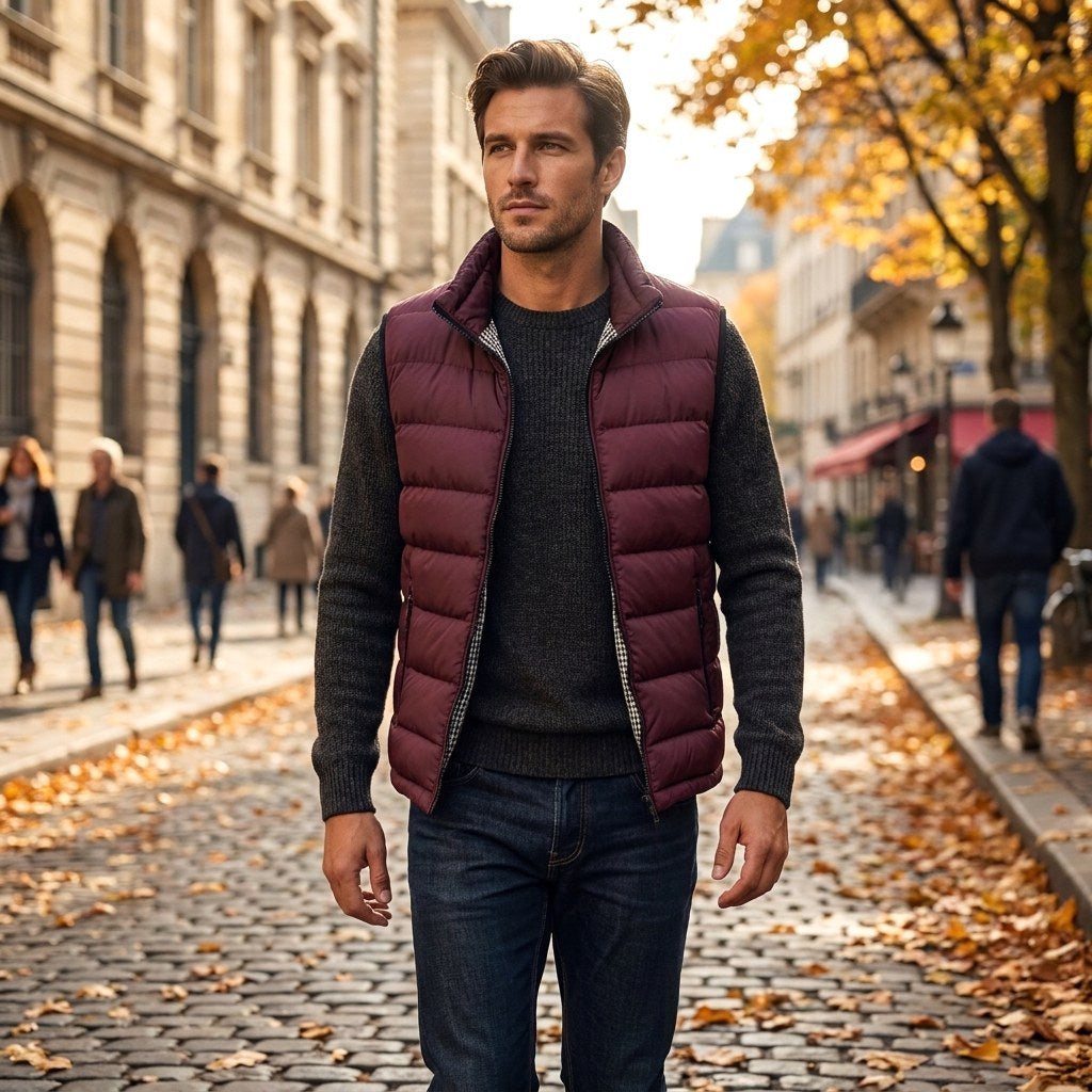 Gavin | Men's Quilted Gilet with Synthetic Fill, Lightweight Autumn Gilet | Bella Blue