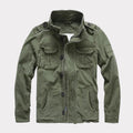 Georg | Men's Denim Jacket in Army Style, Utility Look Autumn Jacket | Bella Blue | Army Green
