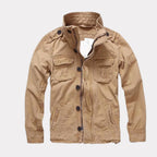 Georg | Men's Denim Jacket in Army Style, Utility Look Autumn Jacket | Bella Blue | Army Green