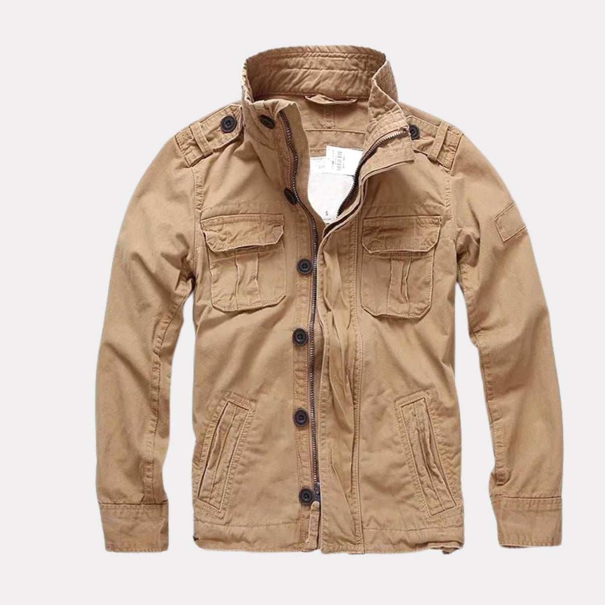 Georg | Men's Denim Jacket in Army Style, Utility Look Autumn Jacket | Bella Blue | Army Green