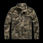 Georg | Men's Denim Jacket in Army Style, Utility Look Autumn Jacket | Bella Blue | Army Green
