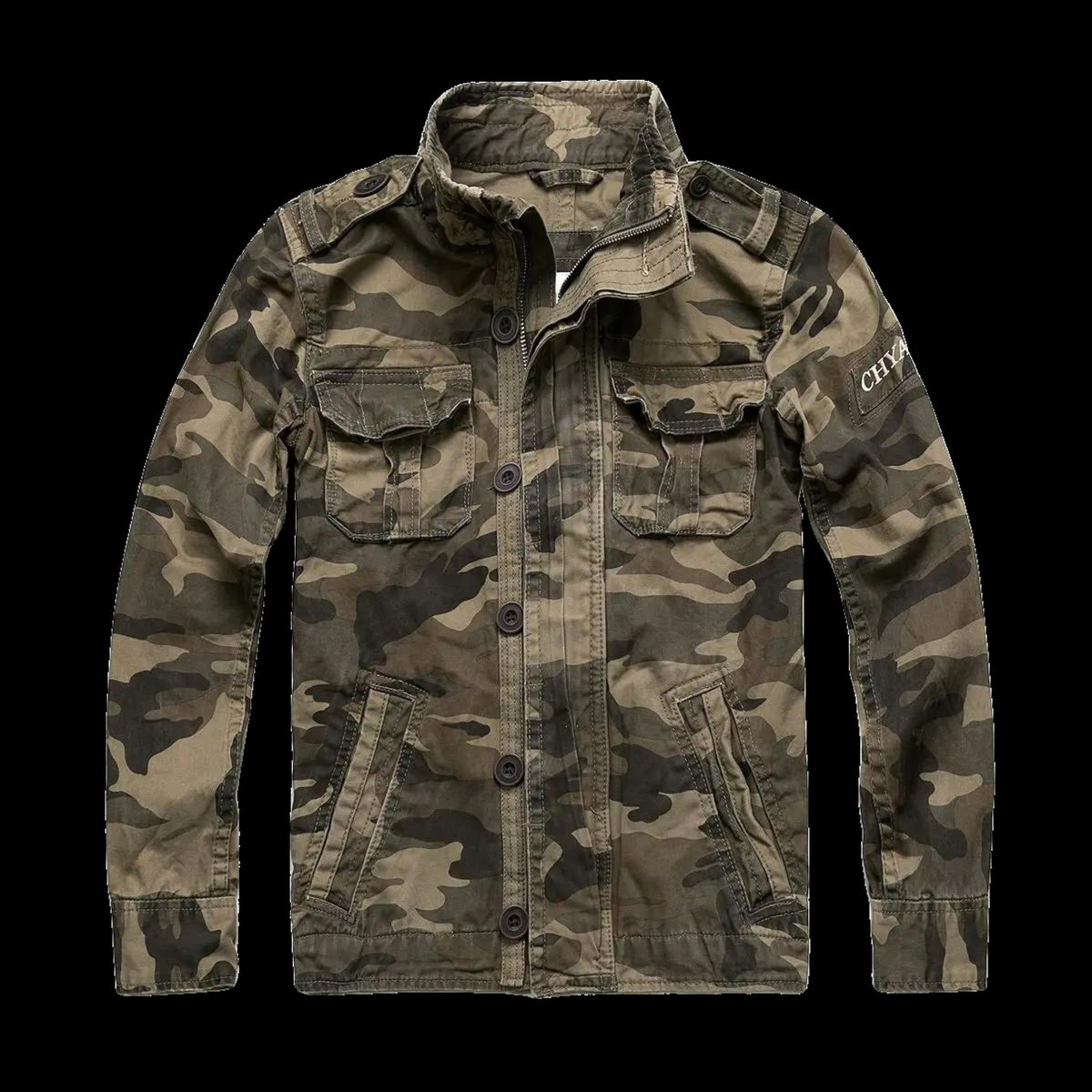 Georg | Men's Denim Jacket in Army Style, Utility Look Autumn Jacket | Bella Blue | Army Green