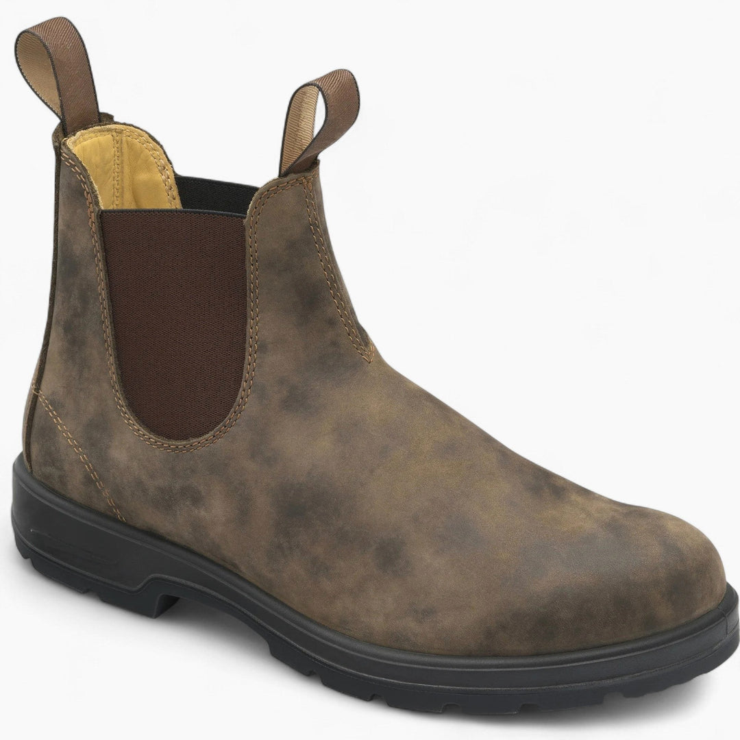 George | Men's Chelsea Leather Slip-On Ankle Boots, Classic Slip-On Boots | Bella Blue | Brown