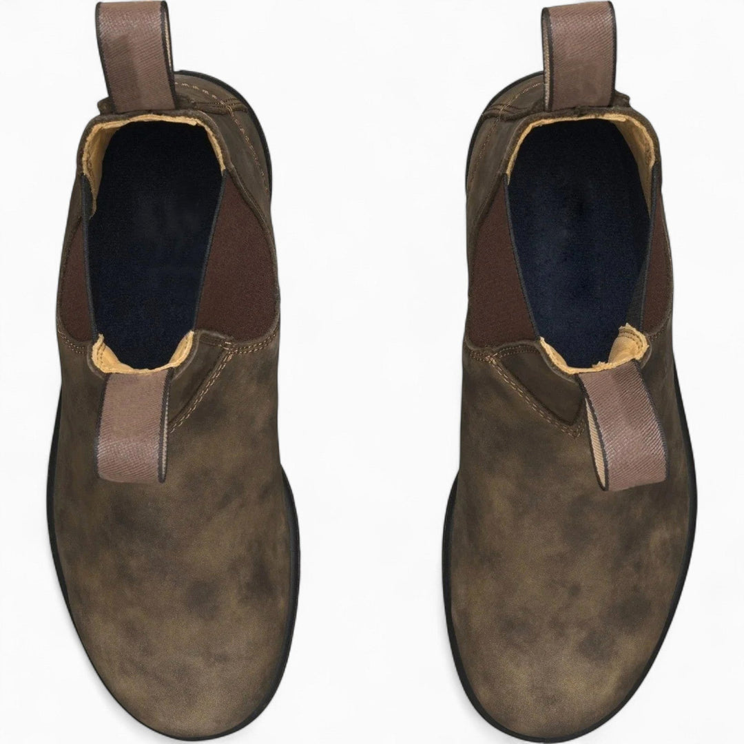 George | Men's Chelsea Leather Slip-On Ankle Boots, Classic Slip-On Boots | Bella Blue | Grey