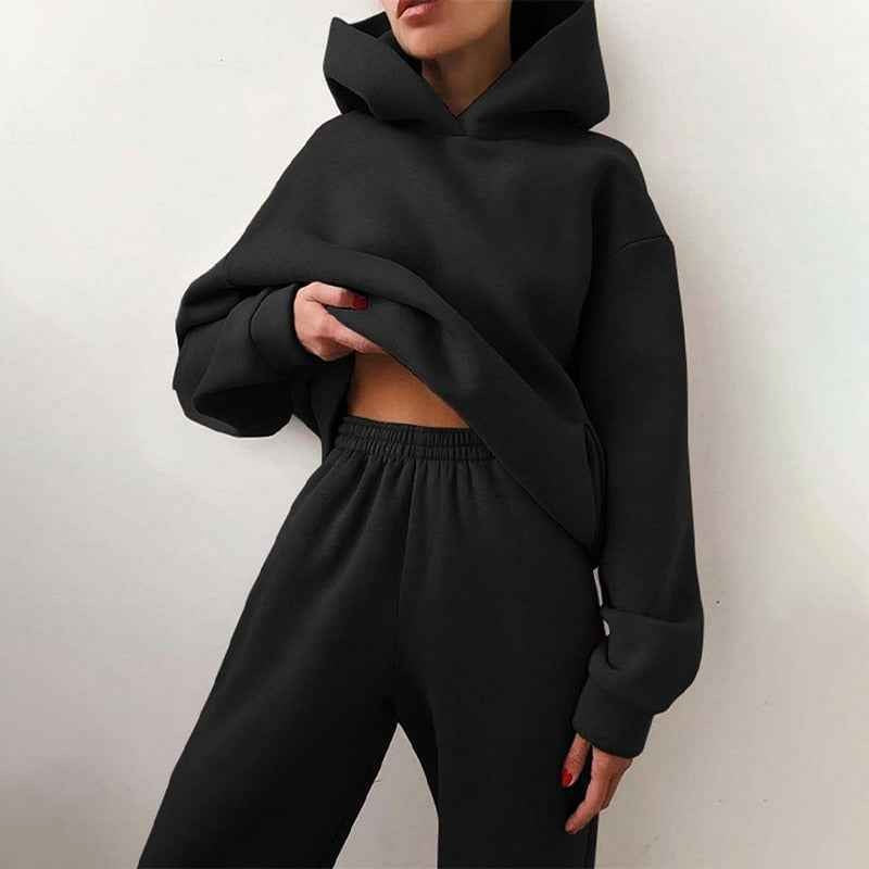 Georgia | Women's Oversized Hooded Loungewear Set, Wide-Leg Two-Piece Set | Bella Blue