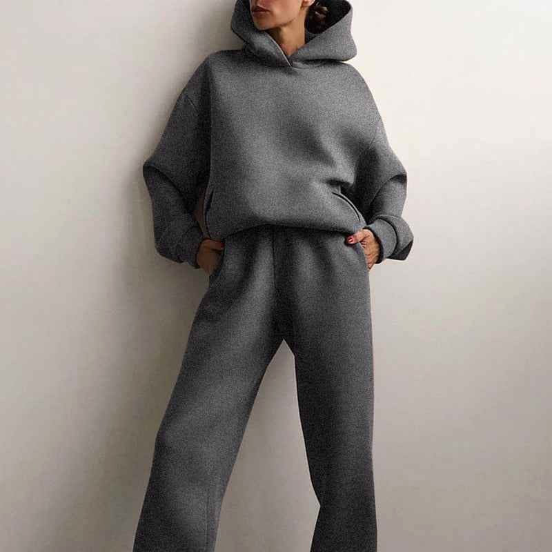 Georgia | Women's Oversized Hooded Loungewear Set, Wide-Leg Two-Piece Set | Bella Blue