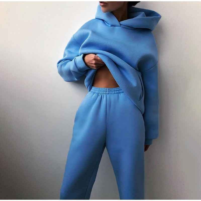 Georgia | Women's Oversized Hooded Loungewear Set, Wide-Leg Two-Piece Set | Bella Blue