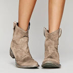 Georgia | Women's Vintage Cowboy Ankle Boots, Western-Inspired Style | Bella Blue | Brown