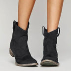 Georgia | Women's Vintage Cowboy Ankle Boots, Western-Inspired Style | Bella Blue | Black