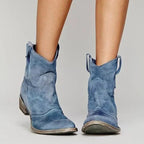 Georgia | Women's Vintage Cowboy Ankle Boots, Western-Inspired Style | Bella Blue | Blue