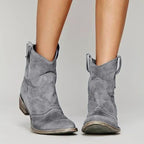 Georgia | Women's Vintage Cowboy Ankle Boots, Western-Inspired Style | Bella Blue | Grey