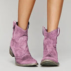 Georgia | Women's Vintage Cowboy Ankle Boots, Western-Inspired Style | Bella Blue | Pink