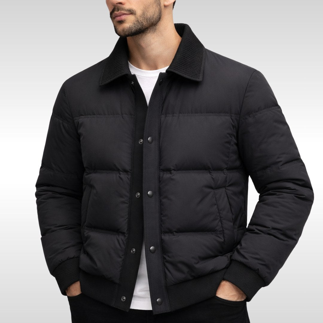 Gerd | Men's Quilted Jacket with Modern Design, City Jacket for Every Day | Bella Blue | Black