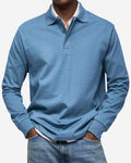 Gerhard | Classic Long-Sleeve Polo Shirt, Elegant Men's Polo | Bella Blue | Light Blue
