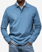 Gerhard | Classic Long-Sleeve Polo Shirt, Elegant Men's Polo | Bella Blue | Light Blue