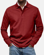 Gerhard | Classic Long-Sleeve Polo Shirt, Elegant Men's Polo | Bella Blue | Navy Blue