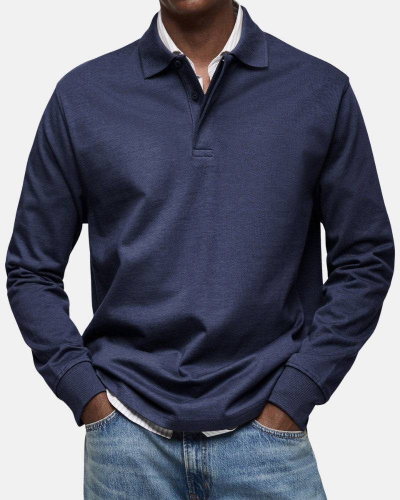Gerhard | Classic Long-Sleeve Polo Shirt, Elegant Men's Polo | Bella Blue | Light Blue