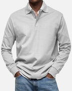 Gerhard | Classic Long-Sleeve Polo Shirt, Elegant Men's Polo | Bella Blue | Light Blue