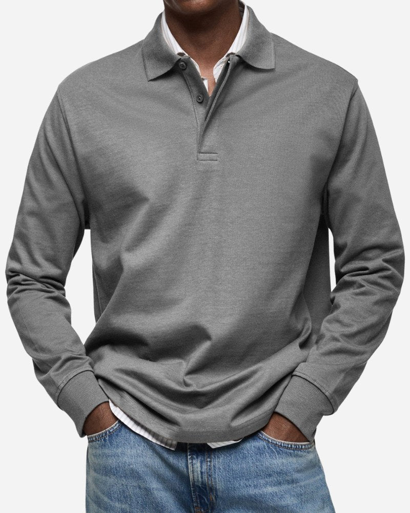 Gerhard | Classic Long-Sleeve Polo Shirt, Elegant Men's Polo | Bella Blue | Light Blue