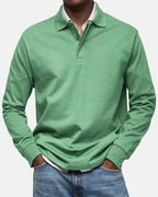 Gerhard | Classic Long-Sleeve Polo Shirt, Elegant Men's Polo | Bella Blue | Light Blue