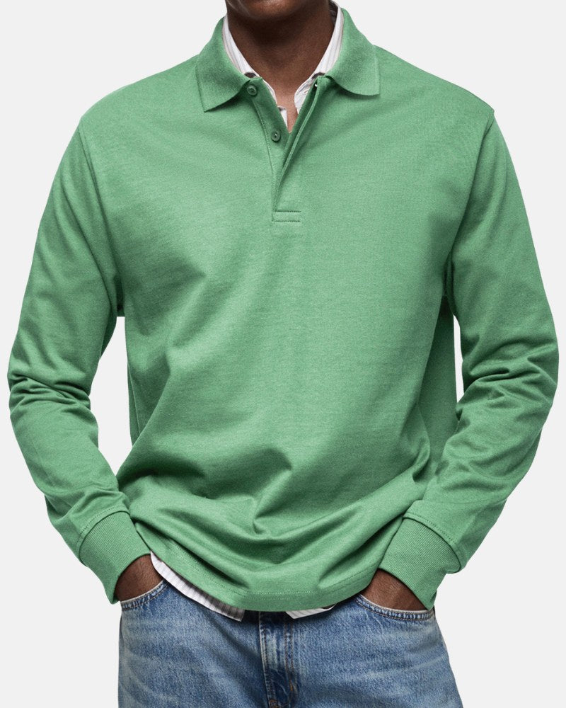 Gerhard | Classic Long-Sleeve Polo Shirt, Elegant Men's Polo | Bella Blue | Light Blue
