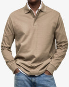Gerhard | Classic Long-Sleeve Polo Shirt, Elegant Men's Polo | Bella Blue | Navy Blue