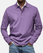 Gerhard | Classic Long-Sleeve Polo Shirt, Elegant Men's Polo | Bella Blue | Navy Blue