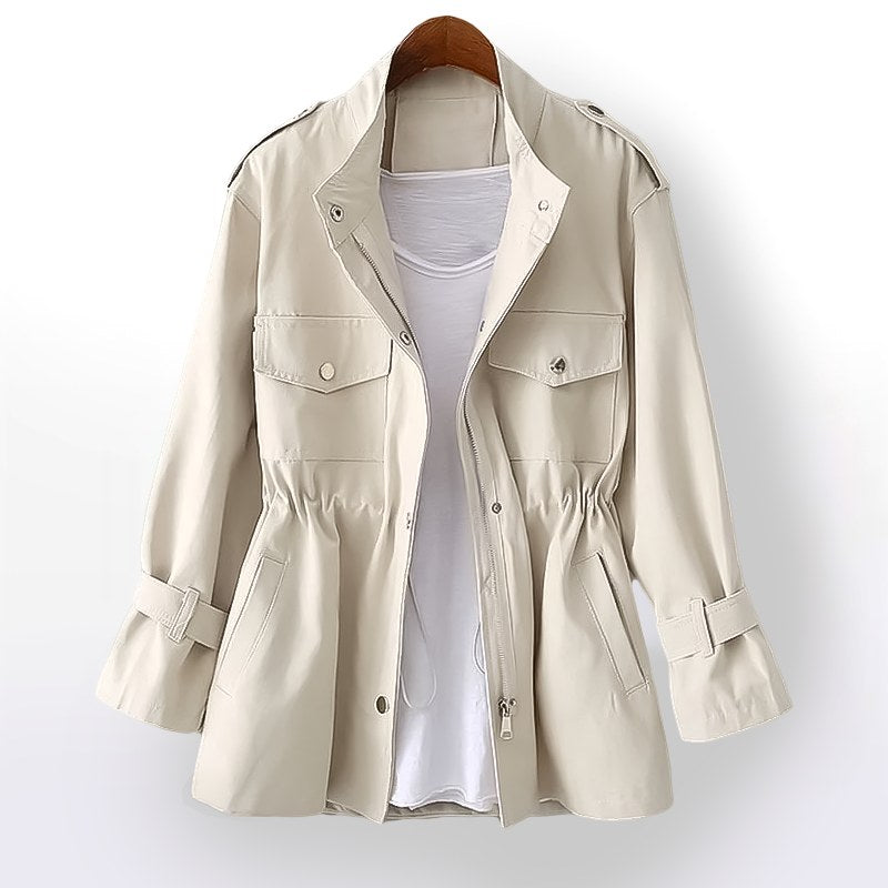 Gillian | Women's Durable Rain Coat, Practical Autumn Coat | Bella Blue | White