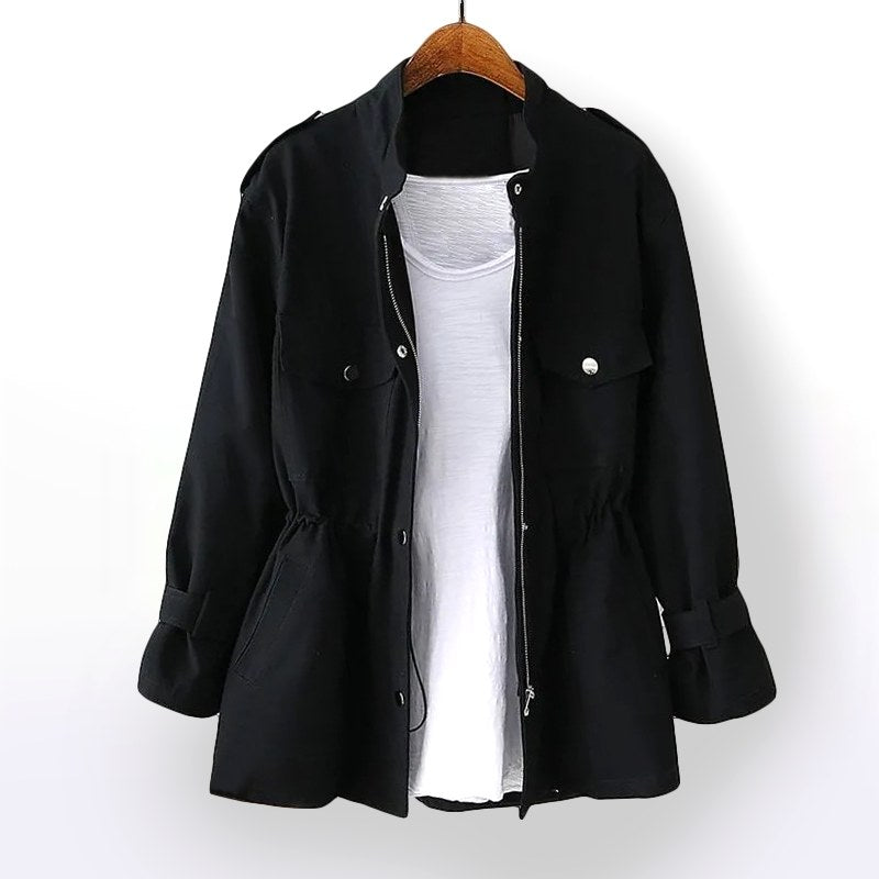 Gillian | Women's Durable Rain Coat, Practical Autumn Coat | Bella Blue | Black