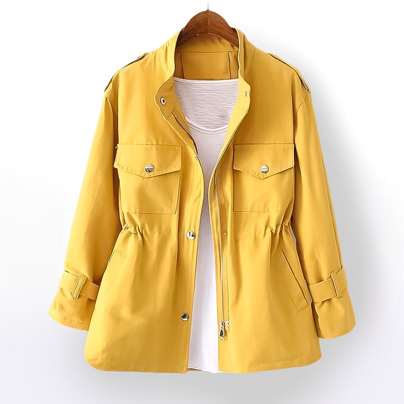 Gillian | Women's Durable Rain Coat, Practical Autumn Coat | Bella Blue | Yellow