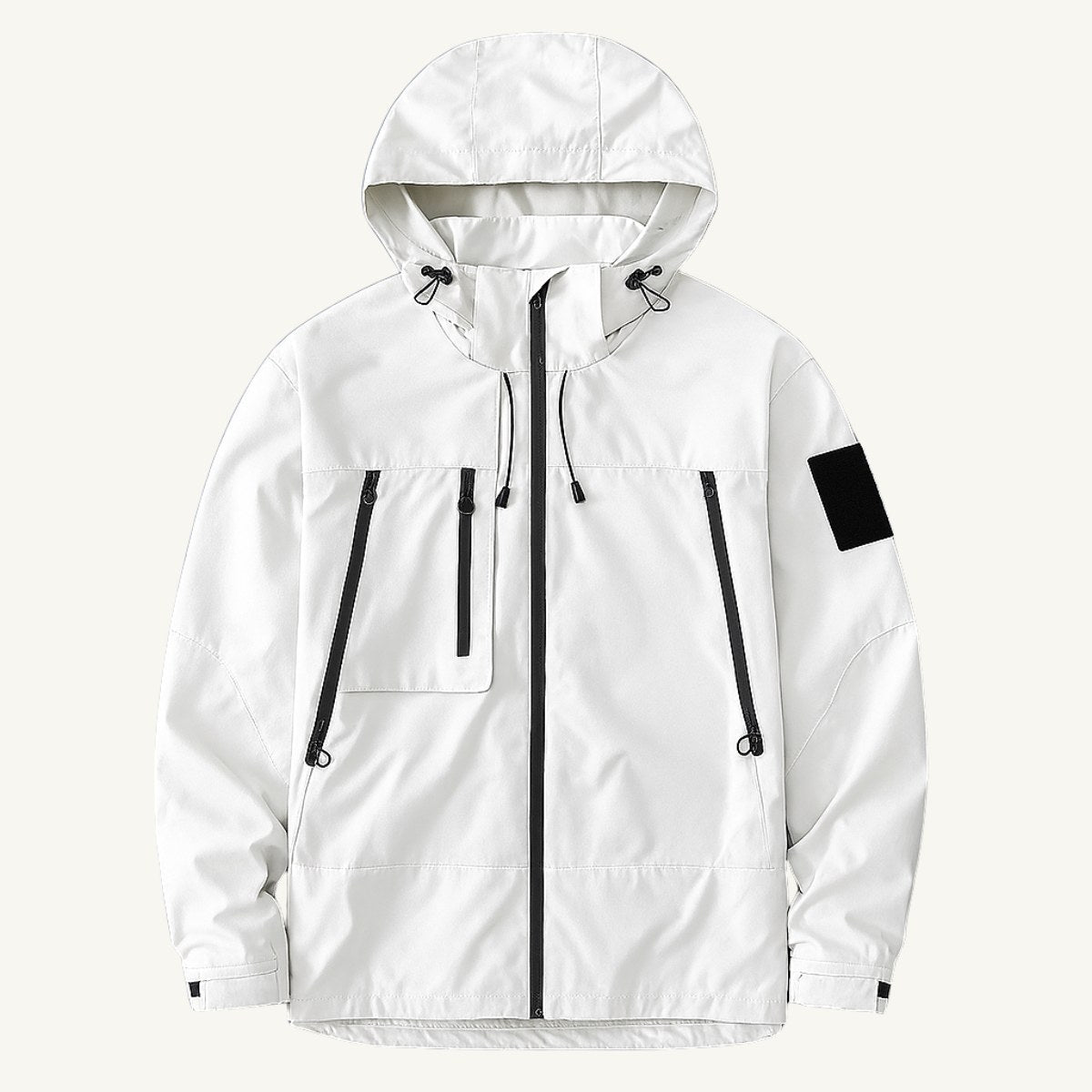 Graham | Men's Lightweight Waterproof Hooded Rain Jacket, Windproof Autumn Jacket | Bella Blue | White