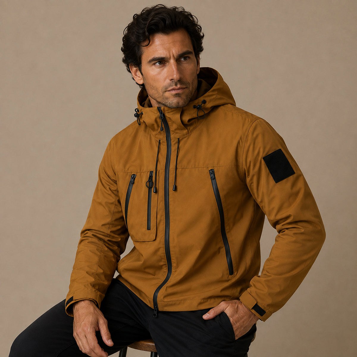 Graham | Men's Lightweight Waterproof Hooded Rain Jacket, Windproof Autumn Jacket | Bella Blue