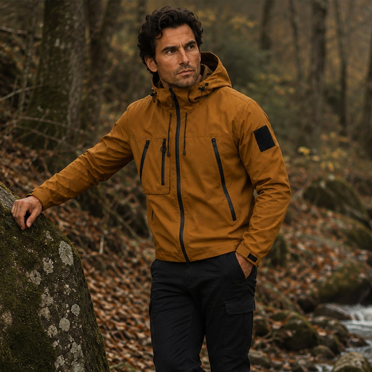Graham | Men's Lightweight Waterproof Hooded Rain Jacket, Windproof Autumn Jacket | Bella Blue