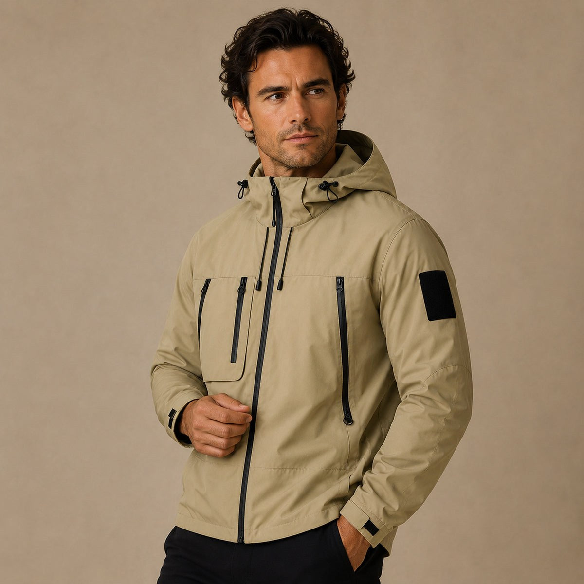 Graham | Men's Lightweight Waterproof Hooded Rain Jacket, Windproof Autumn Jacket | Bella Blue