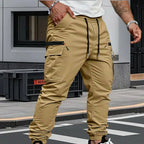 Gregor | Men's Cargo Joggers with Stretch, Modern Casual Trousers | Bella Blue | Green