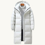 Griffin | Men's Hooded Longline Puffer Coat, Windproof Autumn Coat | Bella Blue