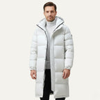 Griffin | Men's Hooded Longline Puffer Coat, Windproof Autumn Coat | Bella Blue