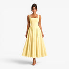 Hallie | Women's Pink Square-Neck Midi Dress, Sleeveless Occasion Dress | Bella Blue